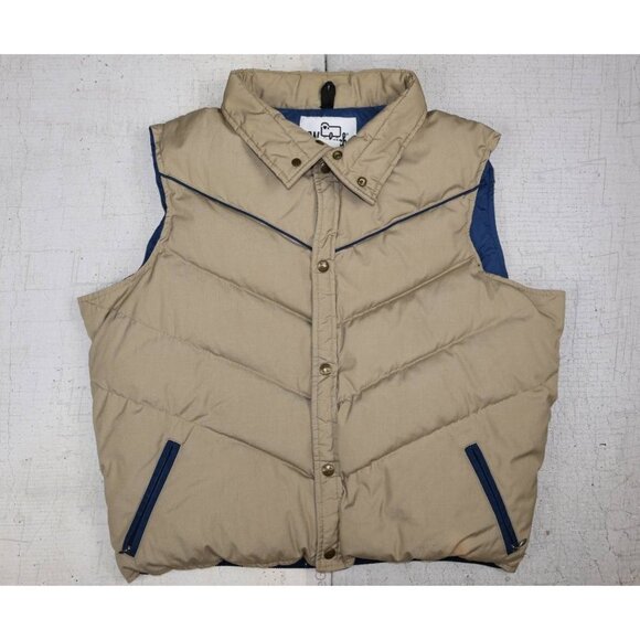 Woolrich Down Filled Puffer Vest Vintage Made in USA Insulated Beige Men’s XL - Picture 1 of 9